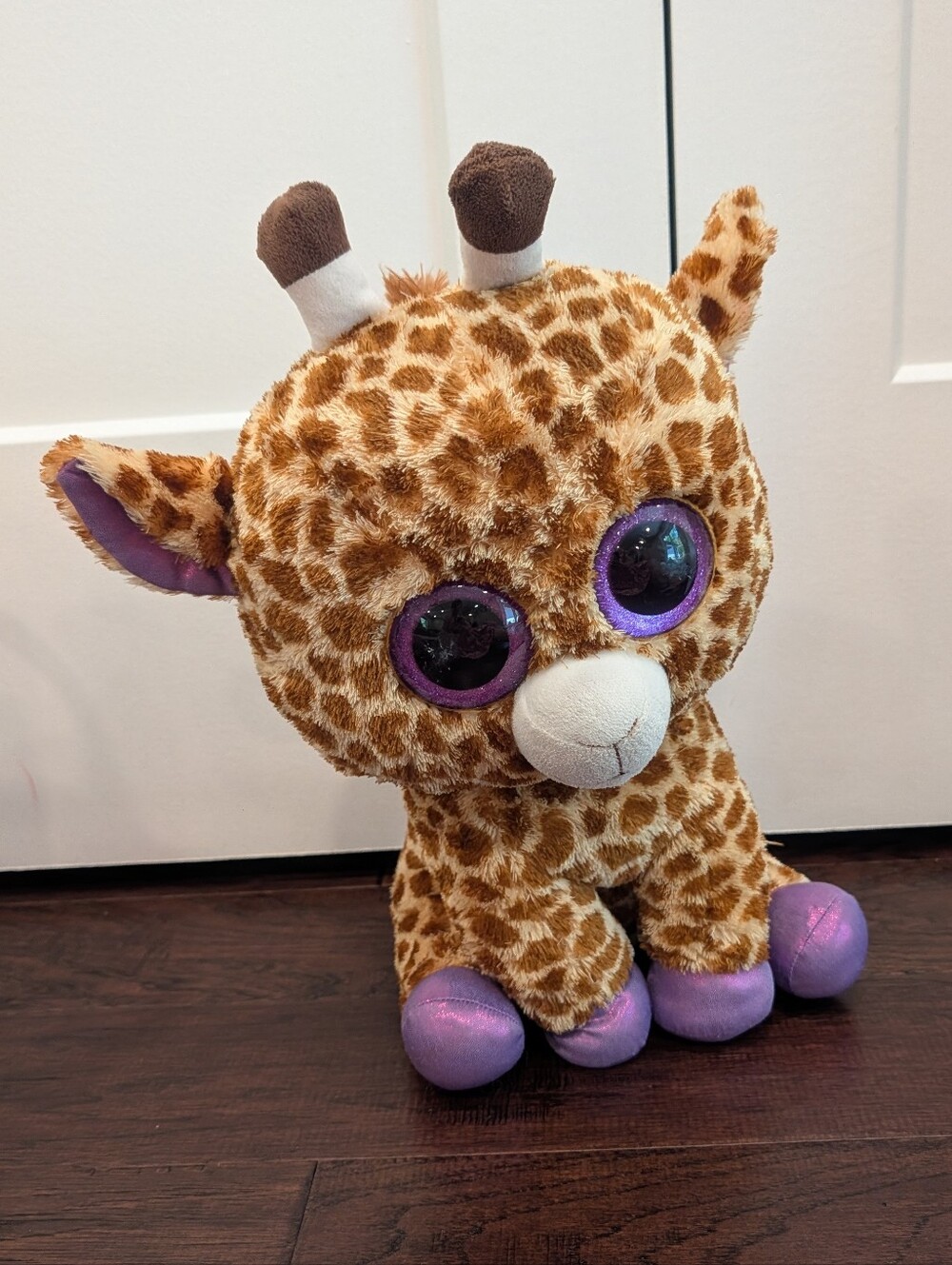 TY Beanie Boo Large 18" Safari Giraffe Stuffed Animal Tan With Purple